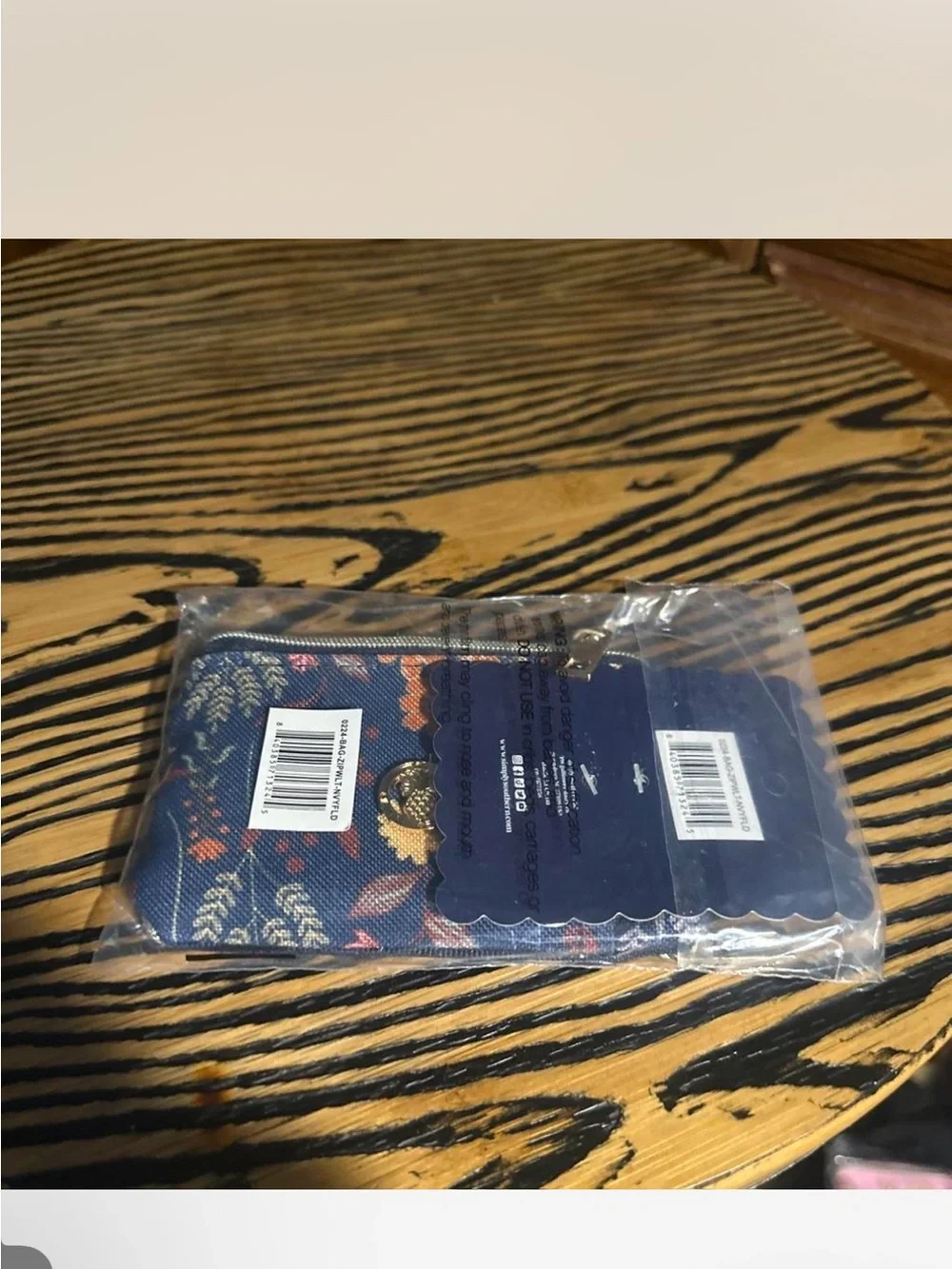 Floral Navy Zip Card Wallet -